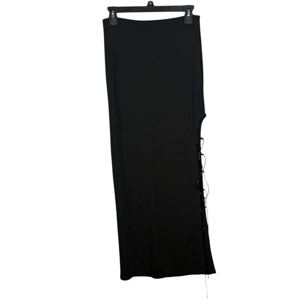 Vintage Tempo Paris Maxi Skirt Cutout Side Women’s Sz XS Black Rare Sexy.
